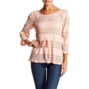 FREE PEOPLE Fire Island Open Knit Blouse Size XS